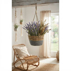 Hanging Rattan Planter Basket with Rope | Handwoven Seagrass Wicker Flower Pot Holder for Indoor Plants & Balcony Decor