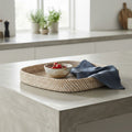 European Style Handwoven Rattan Fruit Tray | Wicker Serving Tray & Fruit Bowl for Coffee Table, Light Luxury Home Decor
