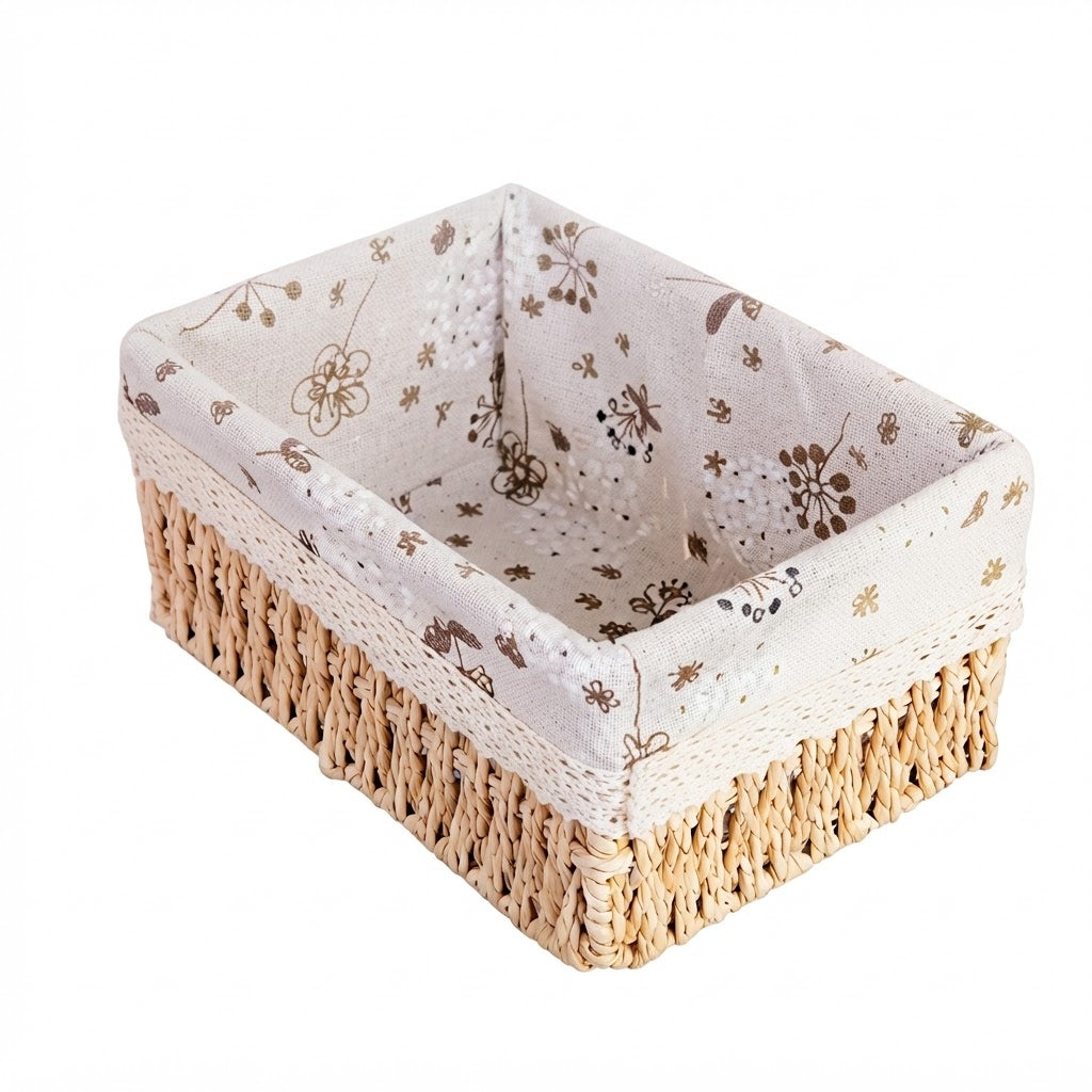 Rattan Desk Organizer Box | Handwoven Wicker Storage Basket for Cosmetics, Keys, Snacks, Remote Controls & Clutter