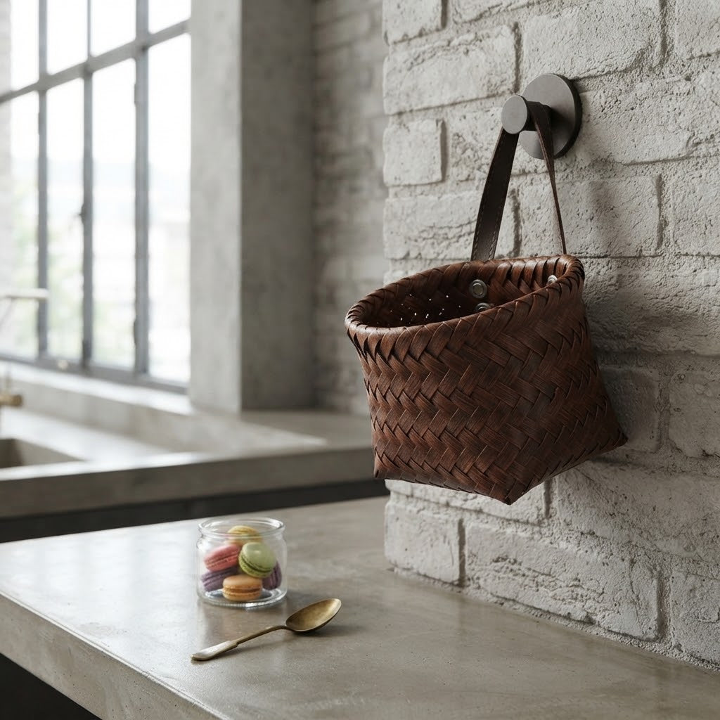 Multifunctional Woven Kitchen Storage Basket | Hanging Wall Organizer Basket for Garlic, Onion, Ginger, Eggs & Snacks