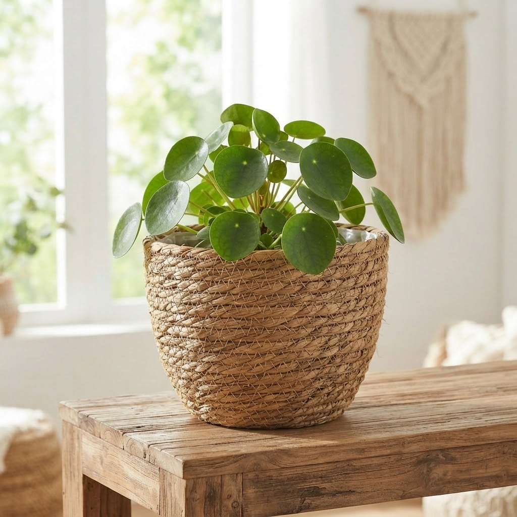 Handwoven Rattan Flower Basket Planter | Wicker Cachepot for Potted Plants, Flower Shop Arrangements & Boho Storage Basket