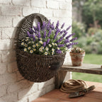 Farmhouse Woven Wall Hanging Planter Basket | Rattan & Seagrass Flower Pot Holder for Pothos, Succulents & Hanging Plants