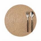 Handwoven Linen Grass Placemats | Natural Wicker Table Mats & Coaster Set for Kitchen Dining & Farmhouse Table Decor