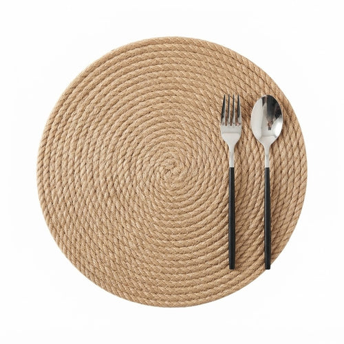 Handwoven Linen Grass Placemats | Natural Wicker Table Mats & Coaster Set for Kitchen Dining & Farmhouse Table Decor
