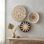 Wabi-Sabi Handwoven Rattan Wall Hanging | Boho Wicker Wall Decor for Living Room, Dining Room, Bedroom & Entryway