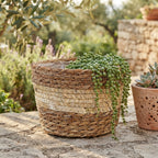 Nordic Rattan Hug-Bucket Flower Basket Planter | Handwoven Grass Pot Cover, Ins Boho Creative Plant Pot & Home Decor