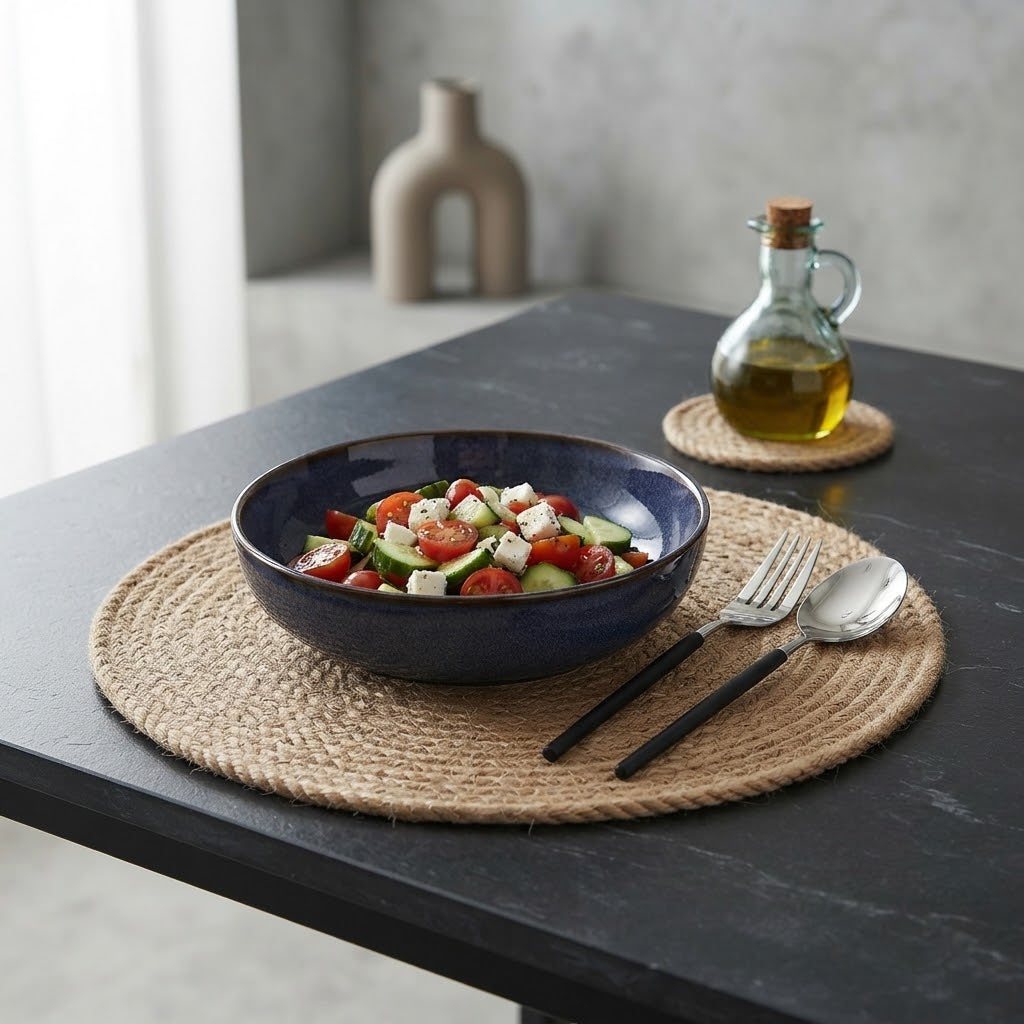 Handwoven Linen Grass Placemats | Natural Wicker Table Mats & Coaster Set for Kitchen Dining & Farmhouse Table Decor