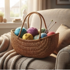 Handwoven Rattan Flower Basket with Handle | Wicker Fruit Basket & Floral Gift Basket for Weddings, Gifting & Home Decor