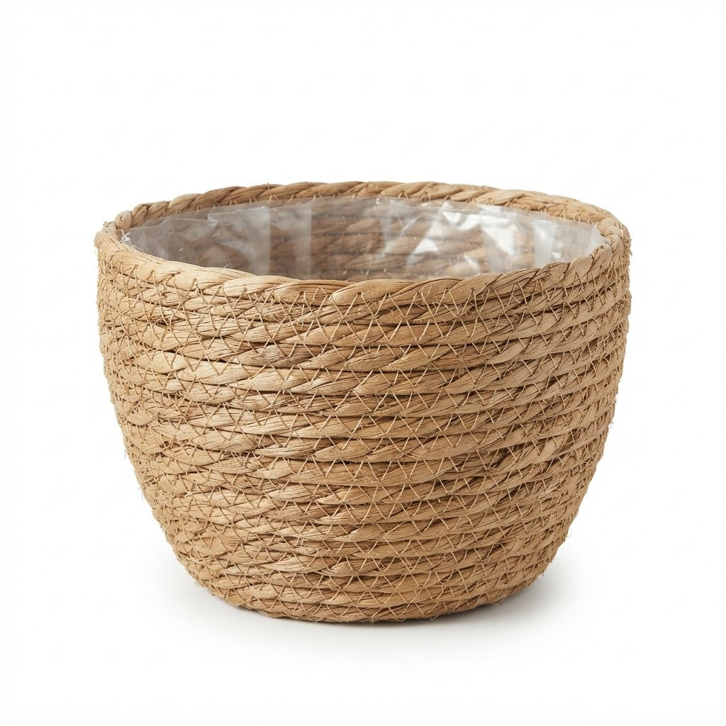 Handwoven Rattan Flower Basket Planter | Wicker Cachepot for Potted Plants, Flower Shop Arrangements & Boho Storage Basket