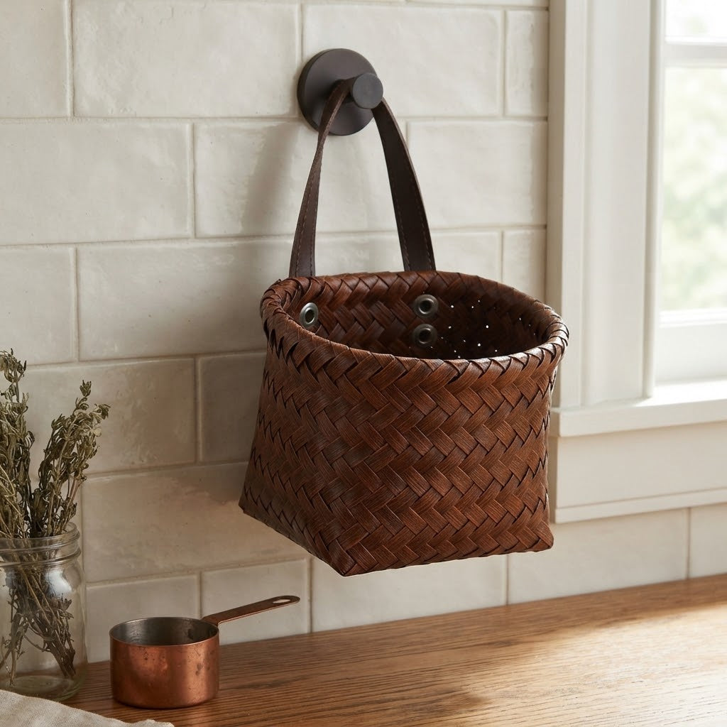 Multifunctional Woven Kitchen Storage Basket | Hanging Wall Organizer Basket for Garlic, Onion, Ginger, Eggs & Snacks