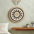Round Boho Woven Wall Hanging | Handmade Seagrass Wall Decor, Bohemian Ins-Style Circular Wall Art for Living Room