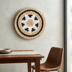 Round Boho Woven Wall Hanging | Handmade Seagrass Wall Decor, Bohemian Ins-Style Circular Wall Art for Living Room