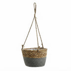 Hanging Rattan Planter Basket with Rope | Handwoven Seagrass Wicker Flower Pot Holder for Indoor Plants & Balcony Decor