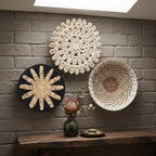Wabi-Sabi Handwoven Rattan Wall Hanging | Boho Wicker Wall Decor for Living Room, Dining Room, Bedroom & Entryway