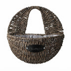 Farmhouse Woven Wall Hanging Planter Basket | Rattan & Seagrass Flower Pot Holder for Pothos, Succulents & Hanging Plants